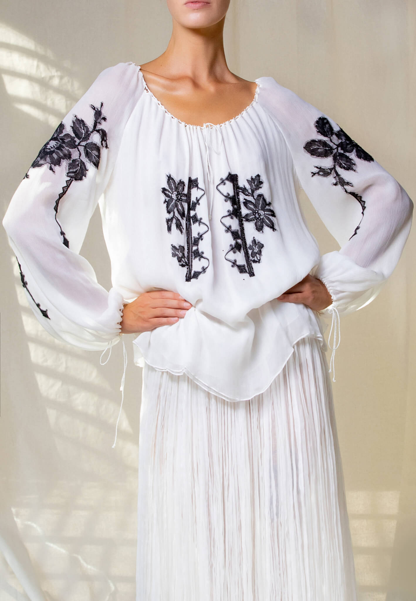 Silk blouse with embroidery